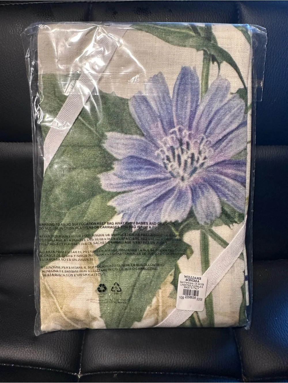 Williams Sonoma Floral Linen Towels - Pink, Green & Purple